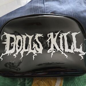 Dolls Kill Black and White Toiletry/Makeup Bag